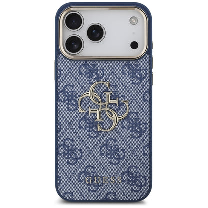 Étui pour Apple iPhone 17 Pro, Guess, Big 4G Logo Classic, Bleu Doré
