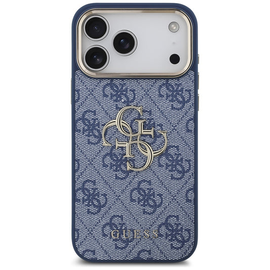 Étui pour Apple iPhone 17 Pro, Guess, Big 4G Logo Classic, Bleu Doré