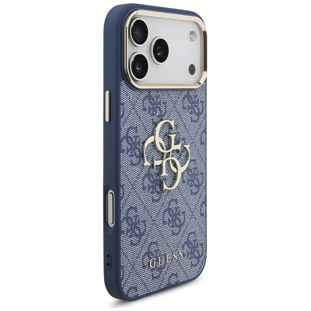 Étui pour Apple iPhone 17 Pro, Guess, Big 4G Logo Classic, Bleu Doré