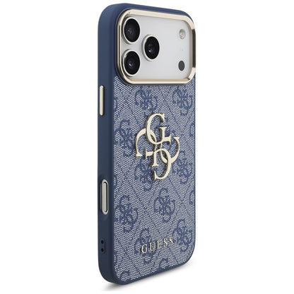 Étui pour Apple iPhone 17 Pro, Guess, Big 4G Logo Classic, Bleu Doré