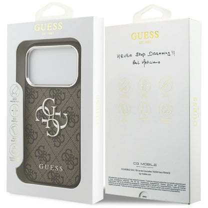 Custodia per Apple iPhone 17 Pro, Guess, Big 4G Logo Classic, Marrone Argentato