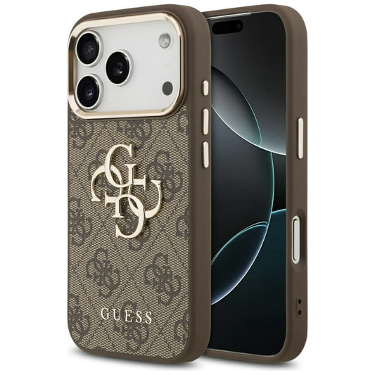 Étui pour Apple iPhone 17 Pro, Guess, Big 4G Logo Classic, Marron Doré.