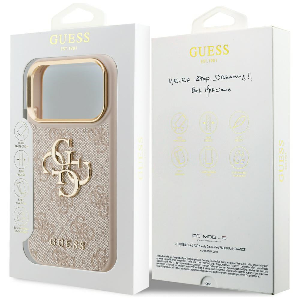 Étui pour Apple iPhone 17 Pro, Guess, Big 4G Logo Classic, Rose Doré.