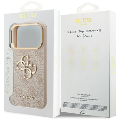 Étui pour Apple iPhone 17 Pro, Guess, Big 4G Logo Classic, Rose Doré.