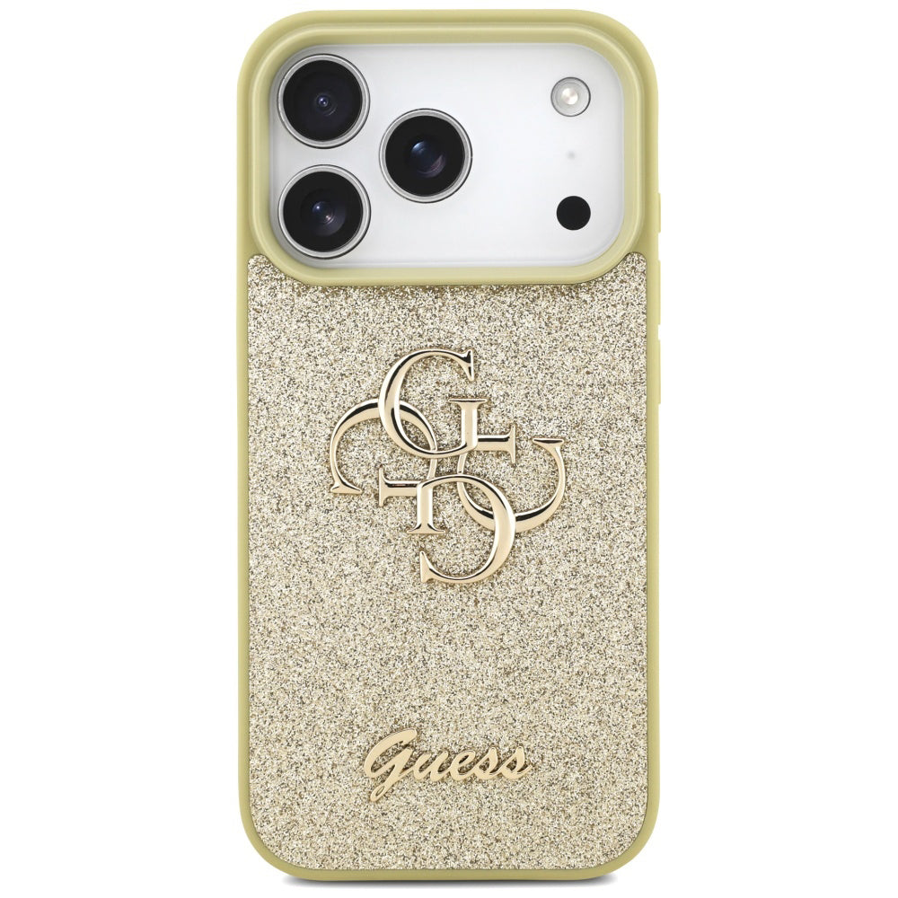 Custodia per Apple iPhone 17 Pro, Guess, Fixed Glitter Big 4G, Dorata