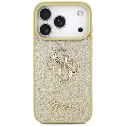 Custodia per Apple iPhone 17 Pro, Guess, Fixed Glitter Big 4G, Dorata