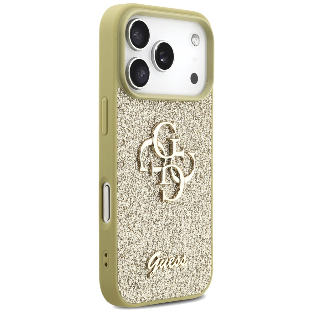 Custodia per Apple iPhone 17 Pro, Guess, Fixed Glitter Big 4G, Dorata