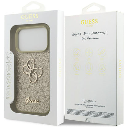Custodia per Apple iPhone 17 Pro, Guess, Fixed Glitter Big 4G, Dorata