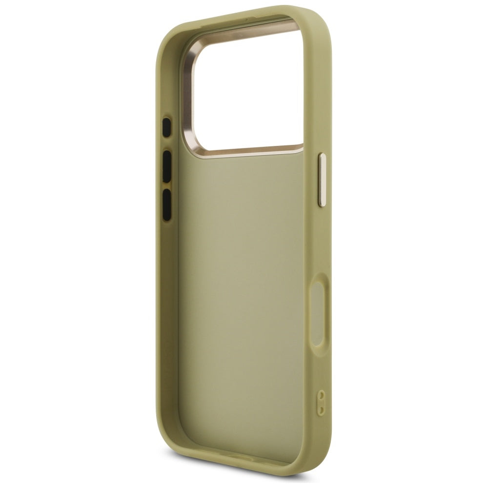 Étui pour Apple iPhone 17 Pro, Guess, Fixed Glitter Big 4G Metal Frame, Doré