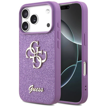 Custodia per Apple iPhone 17 Pro, Guess, Fixed Glitter Big 4G, Viola