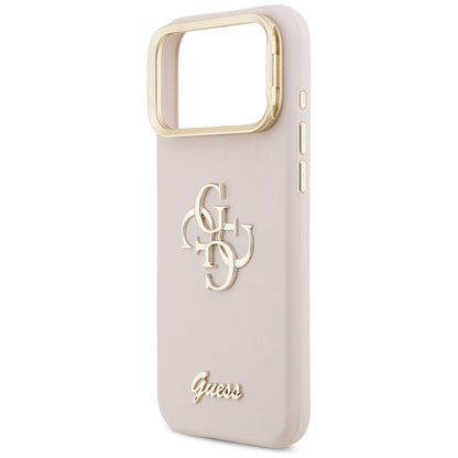 Étui pour Apple iPhone 17 Pro, Guess, Grained Big 4G Stand Camera, Rose