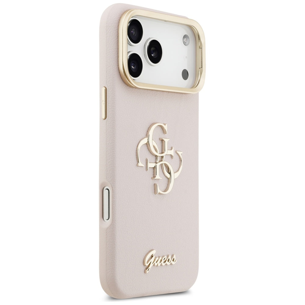 Étui pour Apple iPhone 17 Pro, Guess, Grained Big 4G Stand Camera, Rose