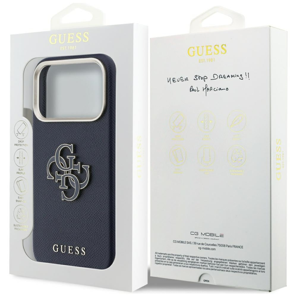 Custodia per Apple iPhone 17 Pro, Guess, Resin Logo, Blu