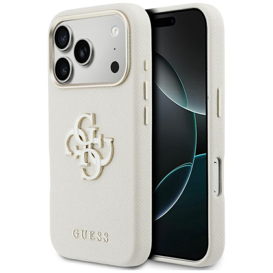 Custodia per Apple iPhone 17 Pro, Guess, Resin Logo, Beige