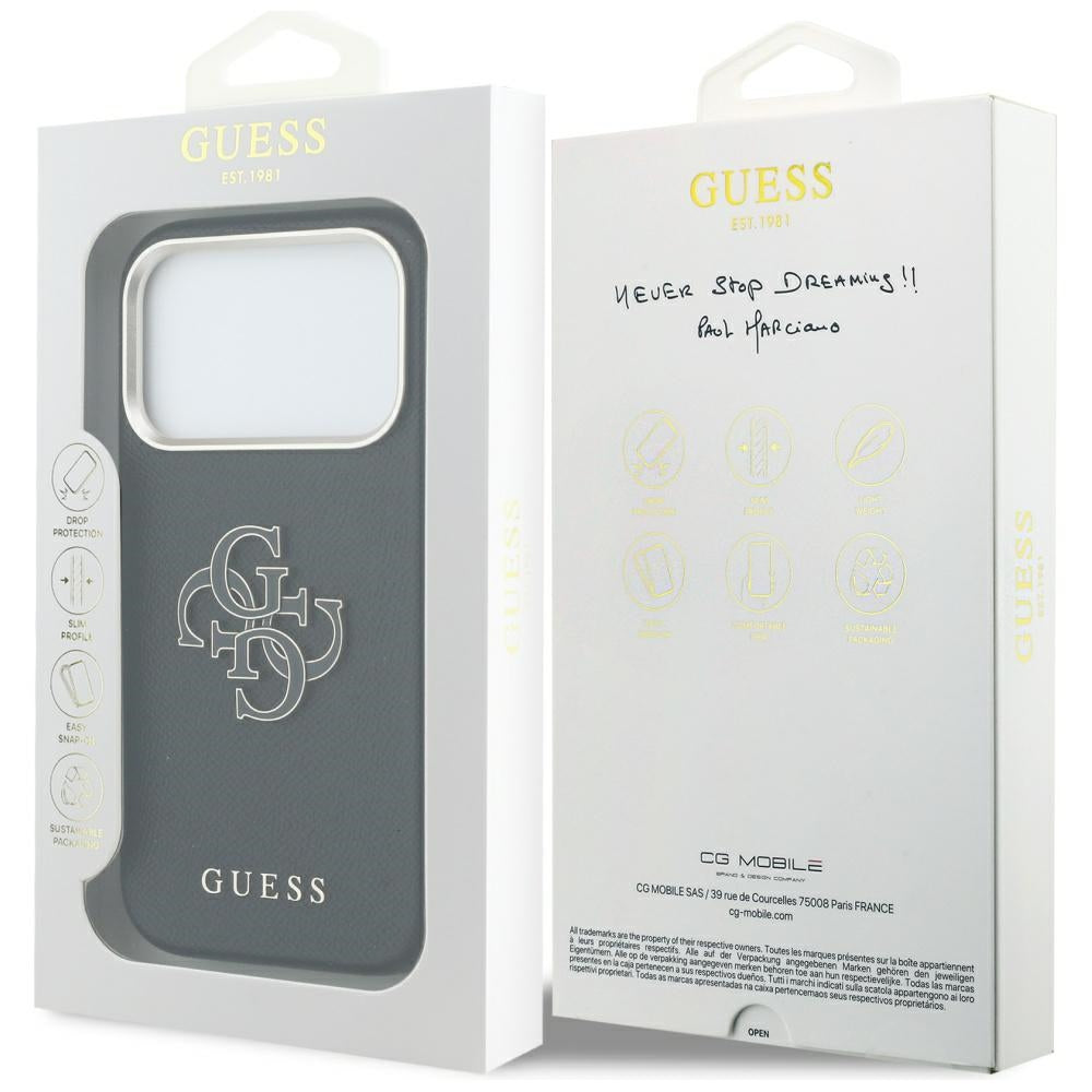Custodia per Apple iPhone 17 Pro, Guess, Resin Logo, Nera