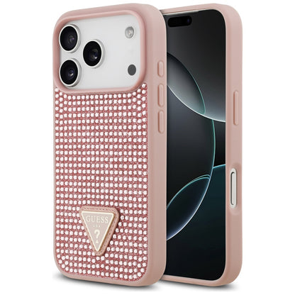 Custodia per Apple iPhone 17 Pro, Guess, Logo Triangolo di Strass, Rosa