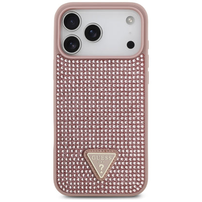 Custodia per Apple iPhone 17 Pro, Guess, Logo Triangolo di Strass, Rosa