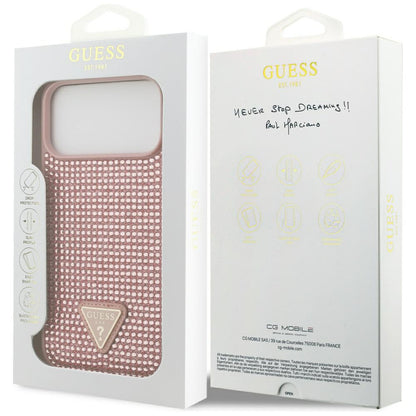 Custodia per Apple iPhone 17 Pro, Guess, Logo Triangolo di Strass, Rosa