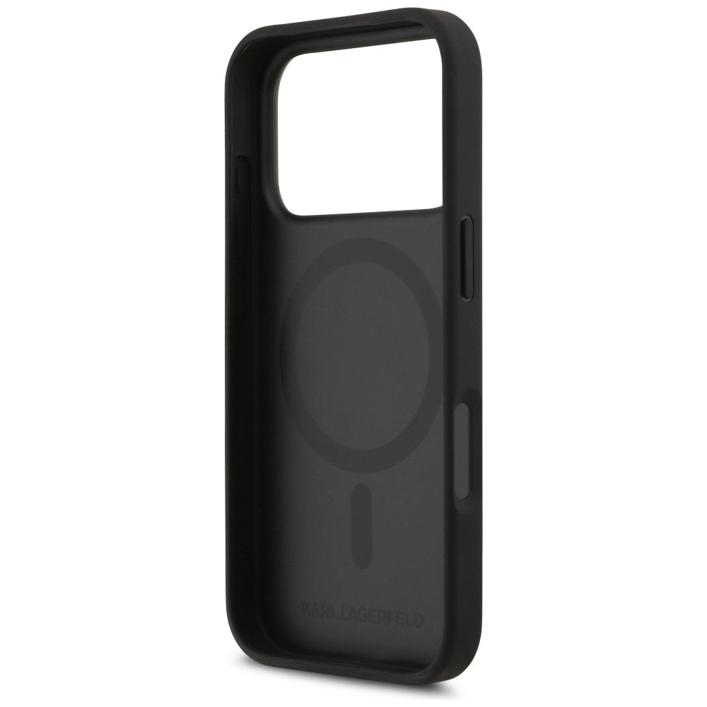 Étui pour Apple iPhone 17 Pro, Karl Lagerfeld, Logo à Motif Grainé, Noir