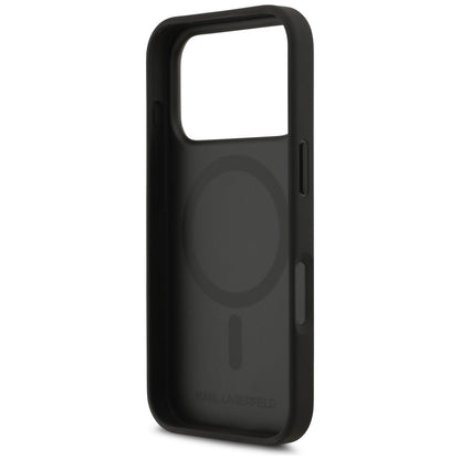 Étui pour Apple iPhone 17 Pro, Karl Lagerfeld, Logo à Motif Grainé, Noir
