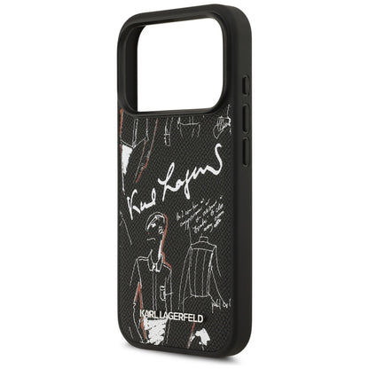 Étui pour Apple iPhone 17 Pro, Karl Lagerfeld, Logo à Motif Grainé, Noir