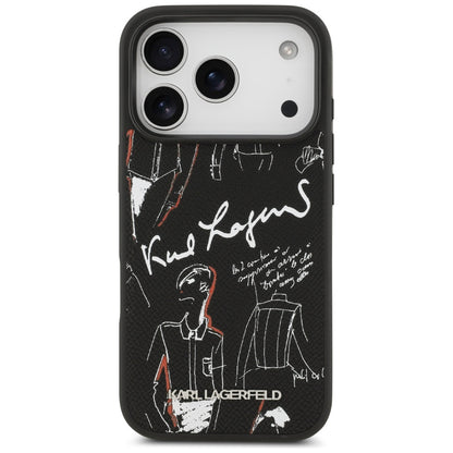 Étui pour Apple iPhone 17 Pro, Karl Lagerfeld, Logo à Motif Grainé, Noir