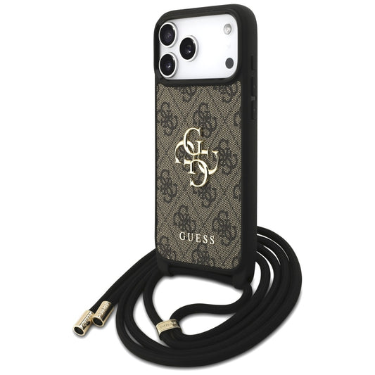 Custodia per Apple iPhone 17 Pro Max, Guess, 4G CBDY Big Logo con Cinturino, Marrone