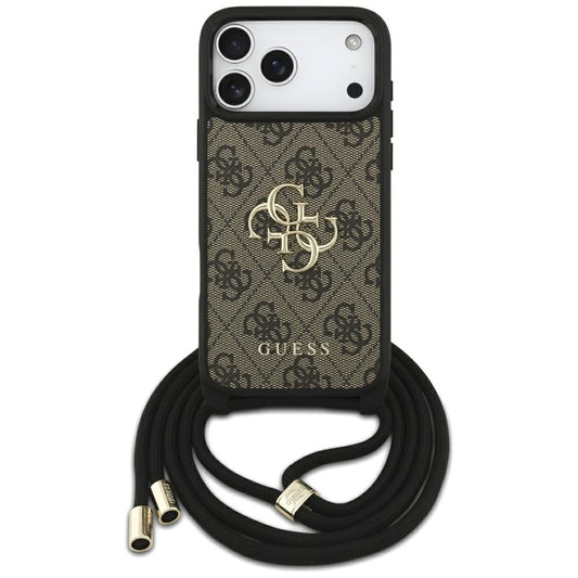 Custodia per Apple iPhone 17 Pro Max, Guess, 4G CBDY Big Logo con Cinturino, Marrone
