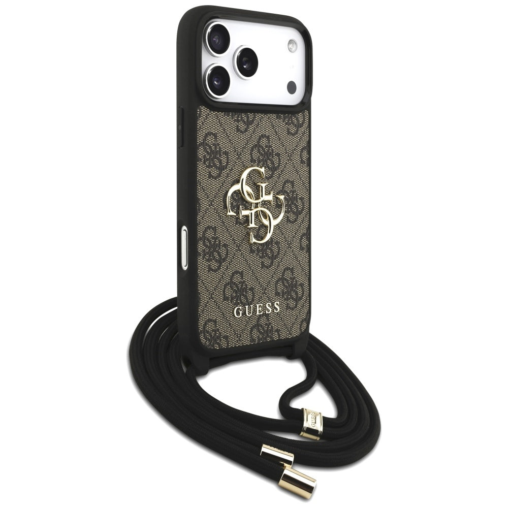 Custodia per Apple iPhone 17 Pro Max, Guess, 4G CBDY Big Logo con Cinturino, Marrone