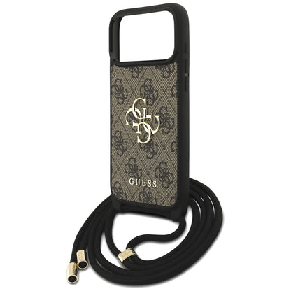 Custodia per Apple iPhone 17 Pro Max, Guess, 4G CBDY Big Logo con Cinturino, Marrone
