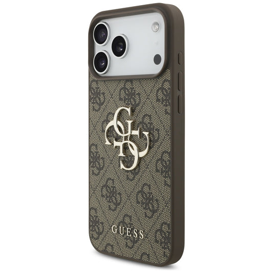 Custodia per Apple iPhone 17 Pro Max, Guess, 4G Classic Logo con Cinturino di Perle, Marrone