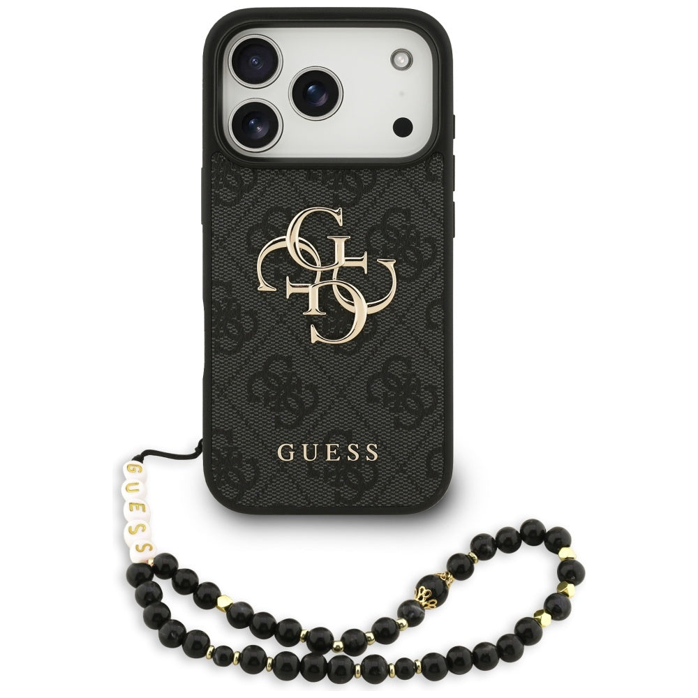 Étui pour Apple iPhone 17 Pro Max, Guess, 4G Classic Logo avec sangle, Noir