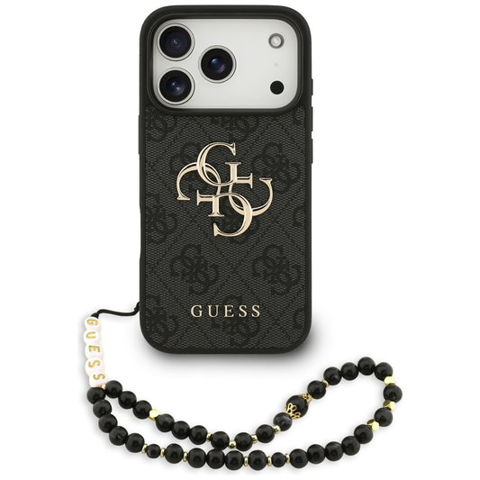Custodia per Apple iPhone 17 Pro Max, Guess, 4G Classic Logo con Cinturino, Nera