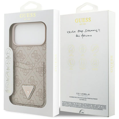 Étui pour Apple iPhone 17 Pro Max, Guess, 4G Double Card Triangle, Rose.