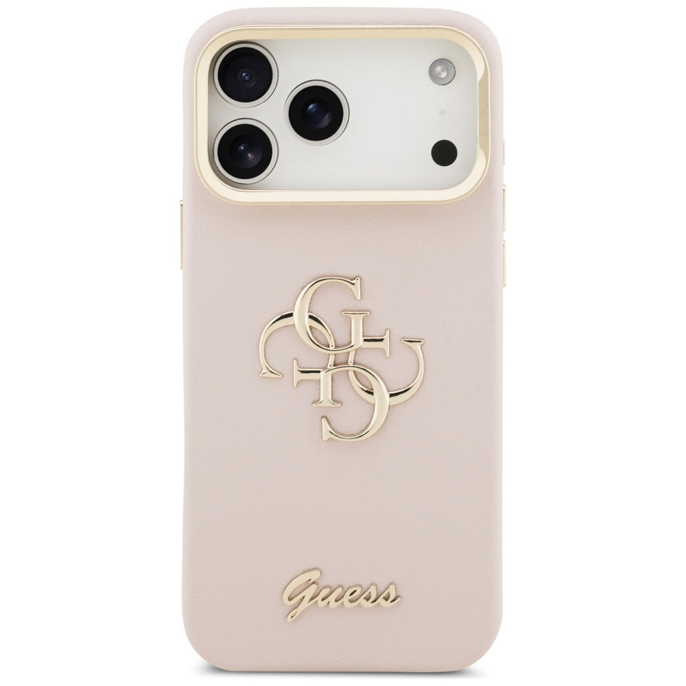 Étui pour Apple iPhone 17 Pro Max, Guess, Grained Big 4G Stand Camera, Rose