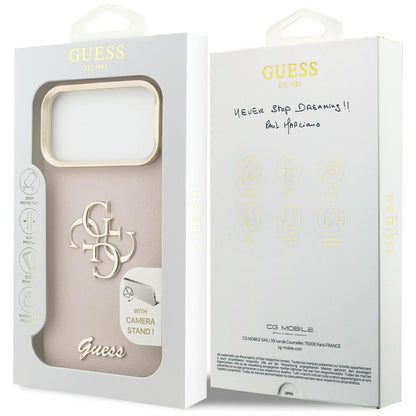 Étui pour Apple iPhone 17 Pro Max, Guess, Grained Big 4G Stand Camera, Rose