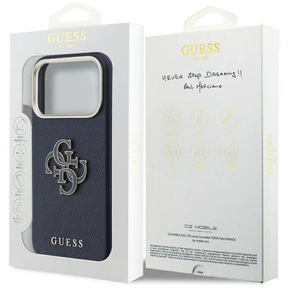 Étui pour Apple iPhone 17 Pro Max, Guess, Resin Logo, Bleu