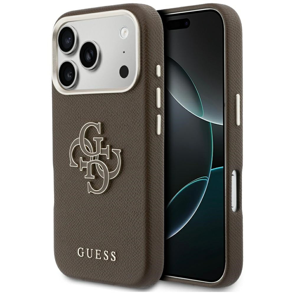 Hülle für Apple iPhone 17 Pro Max, Guess, Resin Logo, Braun