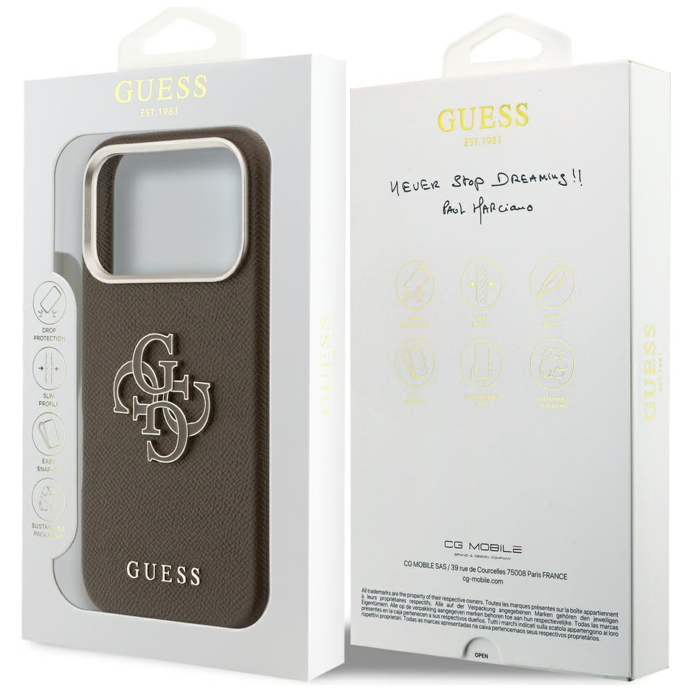 Hülle für Apple iPhone 17 Pro Max, Guess, Resin Logo, Braun