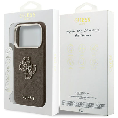 Hülle für Apple iPhone 17 Pro Max, Guess, Resin Logo, Braun