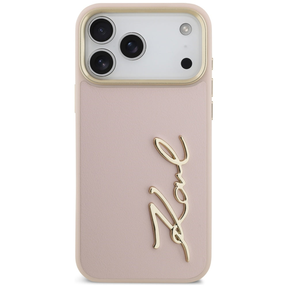 Custodia per Apple iPhone 17 Pro Max, Karl Lagerfeld, Script Logo, Rosa
