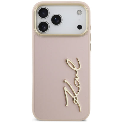 Custodia per Apple iPhone 17 Pro Max, Karl Lagerfeld, Script Logo, Rosa