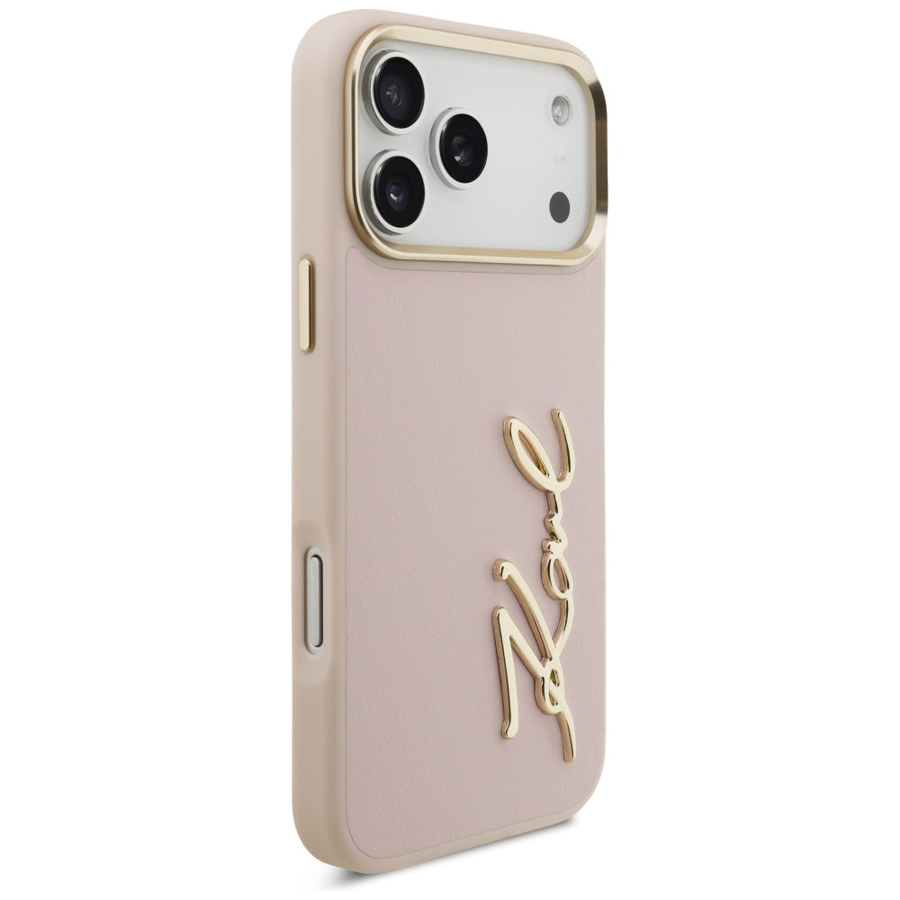 Custodia per Apple iPhone 17 Pro Max, Karl Lagerfeld, Script Logo, Rosa
