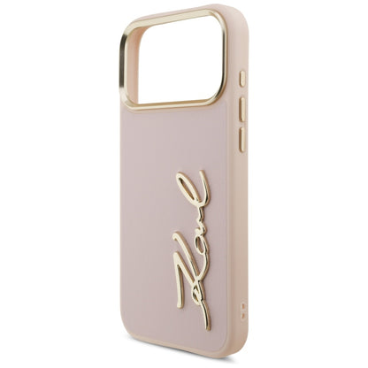 Custodia per Apple iPhone 17 Pro Max, Karl Lagerfeld, Script Logo, Rosa