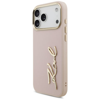 Custodia per Apple iPhone 17 Pro Max, Karl Lagerfeld, Script Logo, Rosa