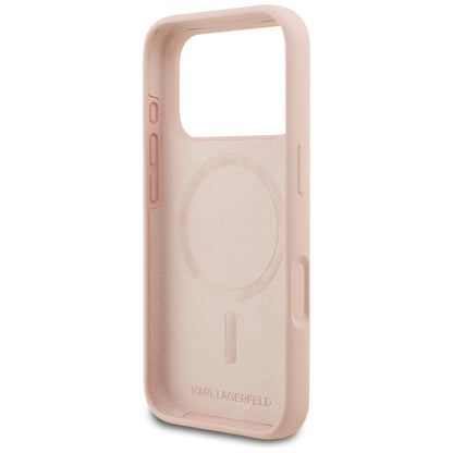 Coque pour Apple iPhone 17 Pro Max, Karl Lagerfeld, Sketch et Logo Karl, Rose
