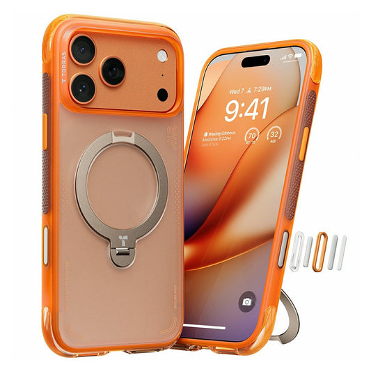 Hülle für Apple iPhone 17 Pro Max, Torras, Ostand Spin Air, Orange