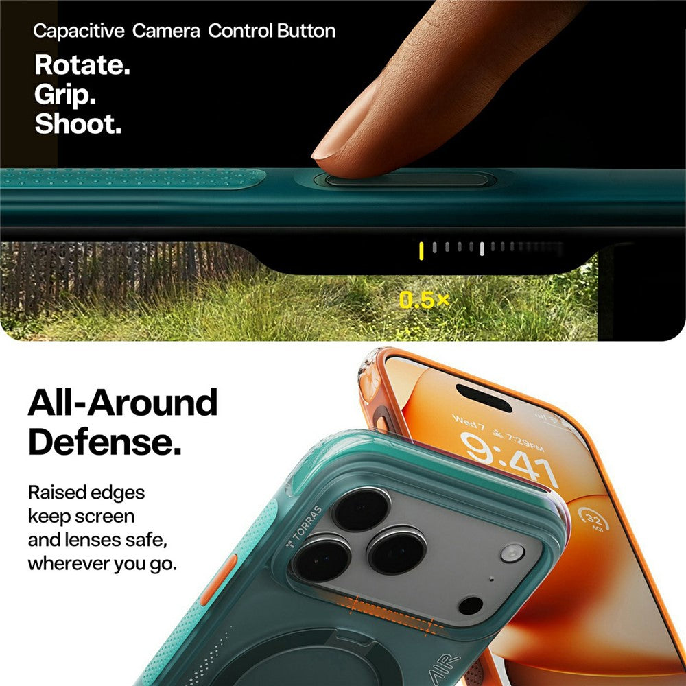 Coque pour Apple iPhone 17 Pro Max, Torras, Ostand Spin Air, Vert