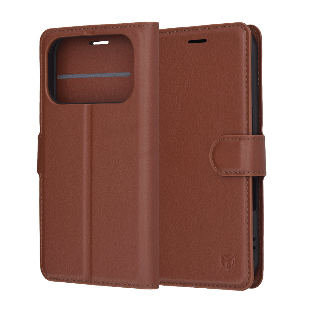 Case for Apple iPhone 17 Pro, Techsuit, Leather Folio, Brown