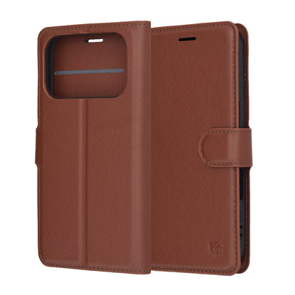 Case for Apple iPhone 17 Pro, Techsuit, Leather Folio, Brown